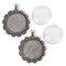 Picture Frame Pendants - Round with Decorative Edge, Antiqued Imitation Silver, for 30mm Pictures - Set of Two